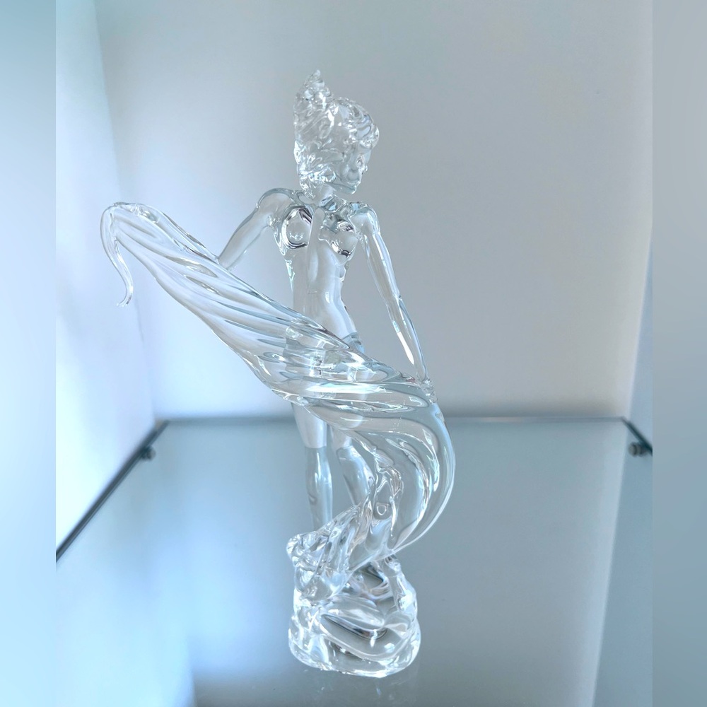ART GLASS sculpture naked woman scarf dancer 9"H perfect